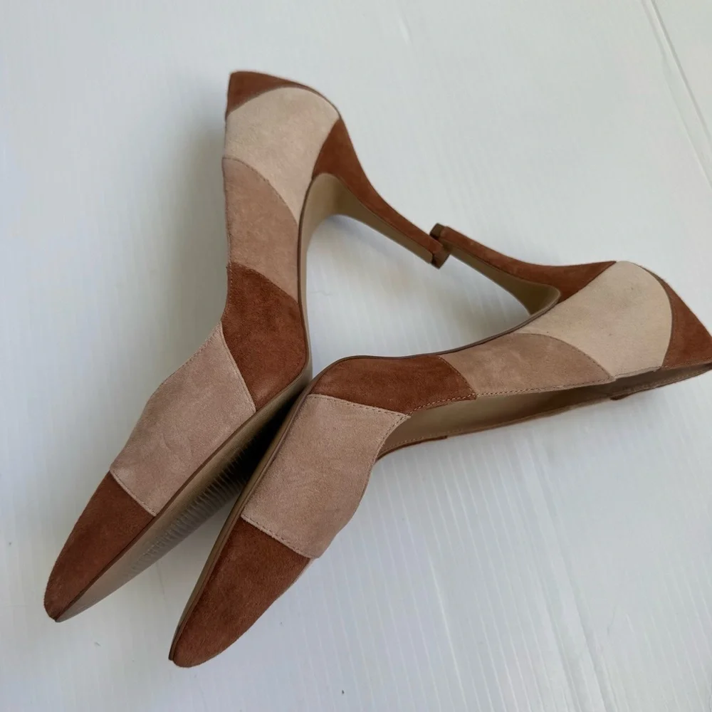 BCBGeneration patchwork suede Tan and Brown Heels
